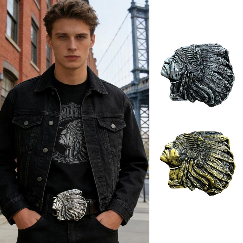 Western Styles Belt Buckle with Indian Tribal Pattern For Casual And Formal Wear Women Men Unisex Belt Clasp Accessory