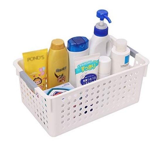 JAKAGO 3-piece storage basket box plastic (storage case small item cosmetics kitchen seasonings) white