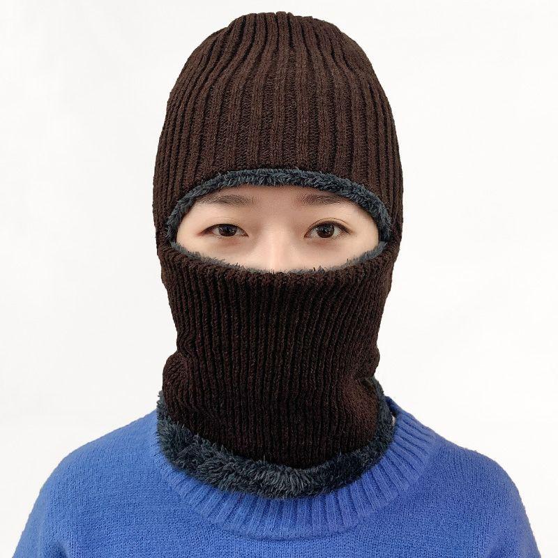 Men's Winter Knitted Hat & Balaclava with Velvet Lining, Windproof & Warm, Ear Protection Cycling Gear
