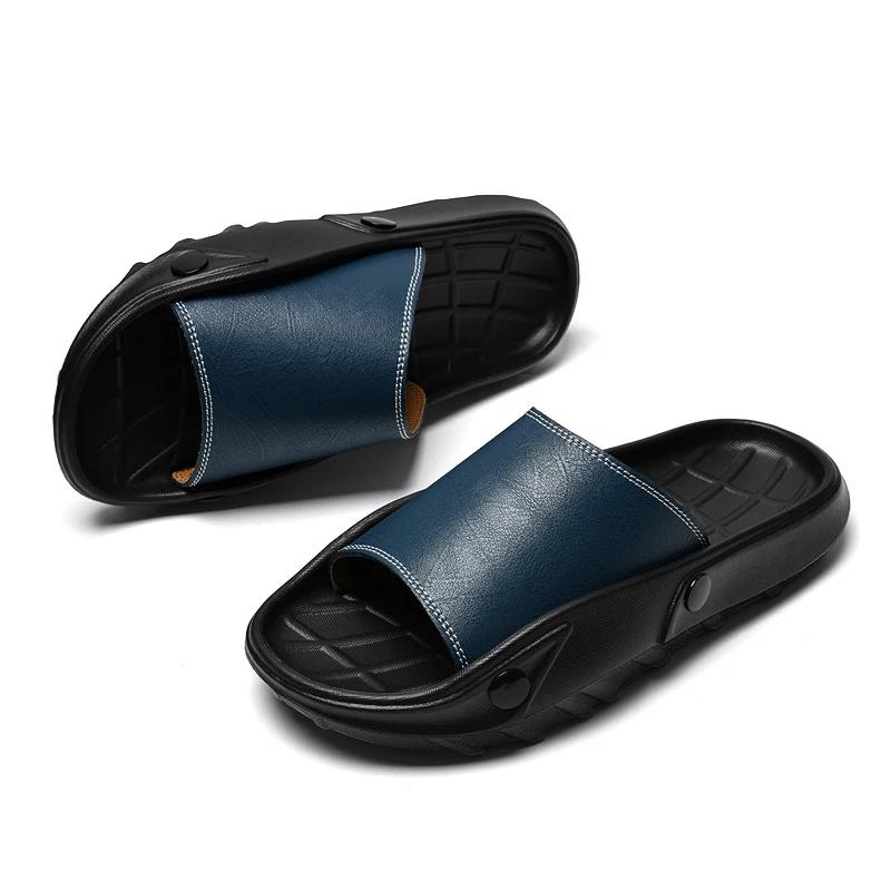 New Summer Mens Slippers Anti-Slip Half Drag Slides Lightweight Soft Casual Beach Shoes Quick Dry Wading Aqua Shoes Sandals