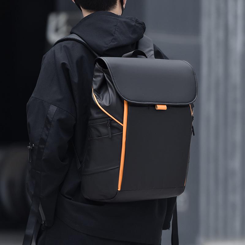 

Men s Backpack, Yellow Line Contrast Color Backpack, Computer Bag, Fashionable Texture, High-end Backpack, Business Travel Bag чорний