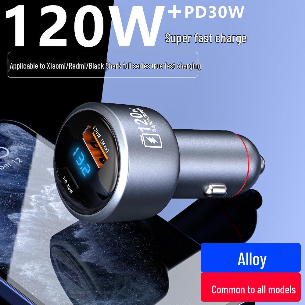 120W Dual Car Charger for Xiaomi and Apple - Super Fast Charging Adapter