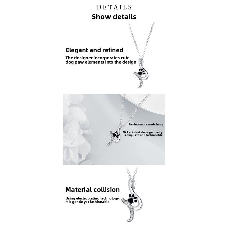 Kamanqi Jewelry Fashion Cute Pet Paw Print Pendant Necklace - Women's High-end