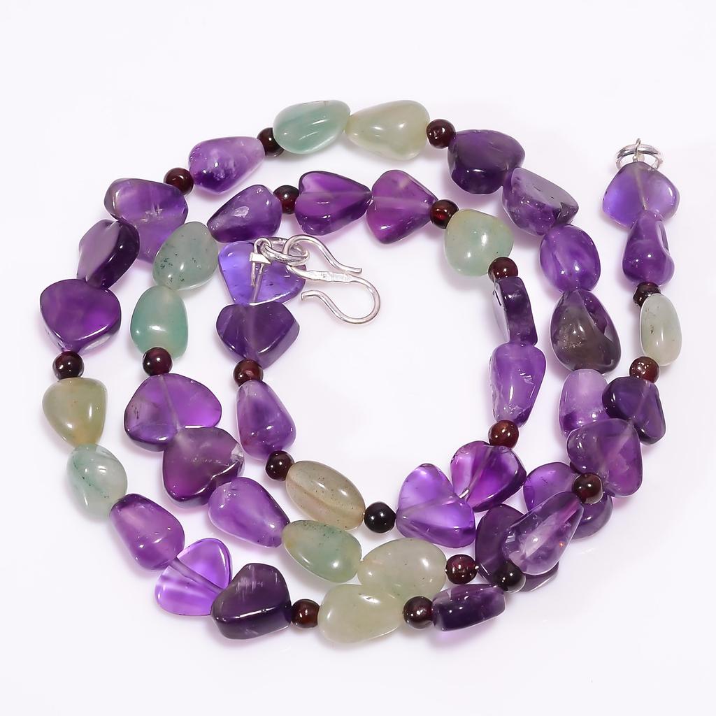 Natural Amethyst Aventurine Garnet Gemstone Beads Necklace 3-11 mm 18" UB-8049 UB-8049