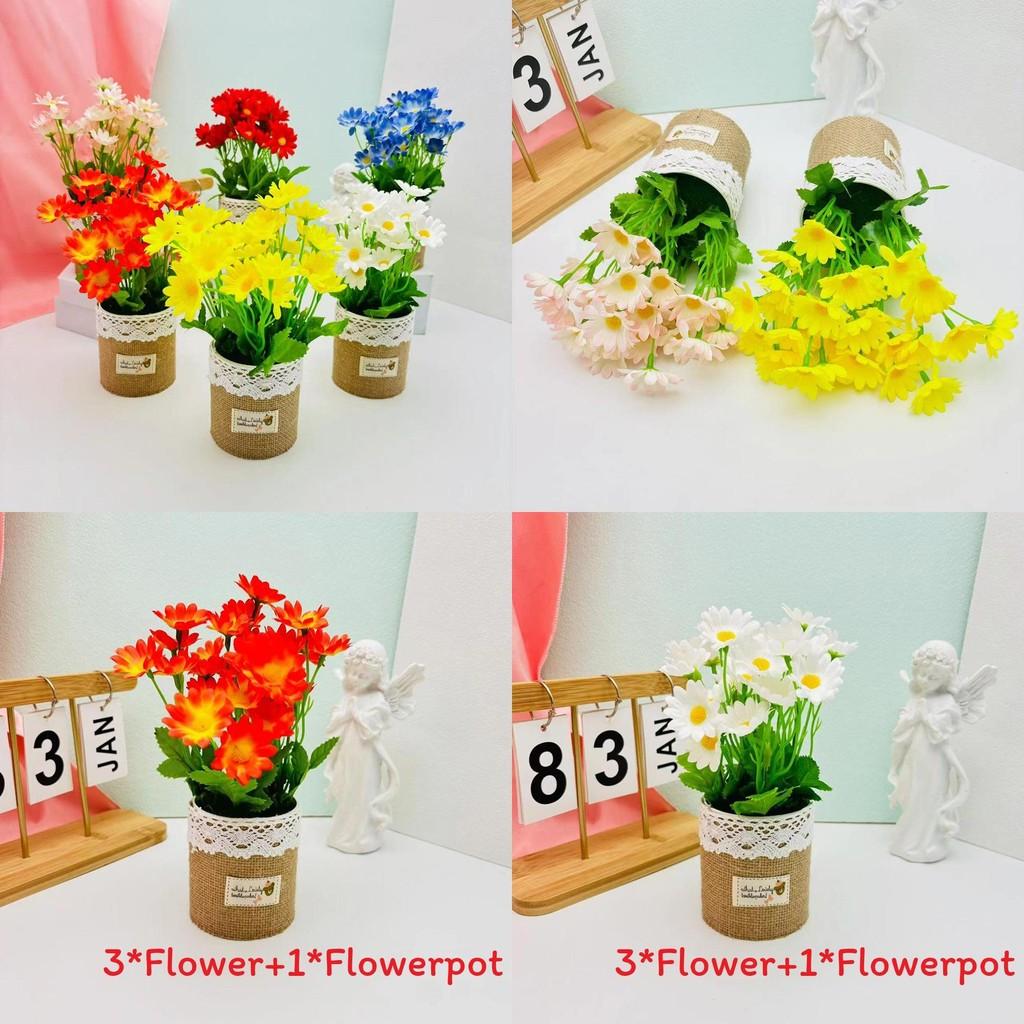 Realistische künstliche Grünpflanze im kleinen Topf mit Leinenbehälter zur Dekoration von Balkon und Schreibtisch