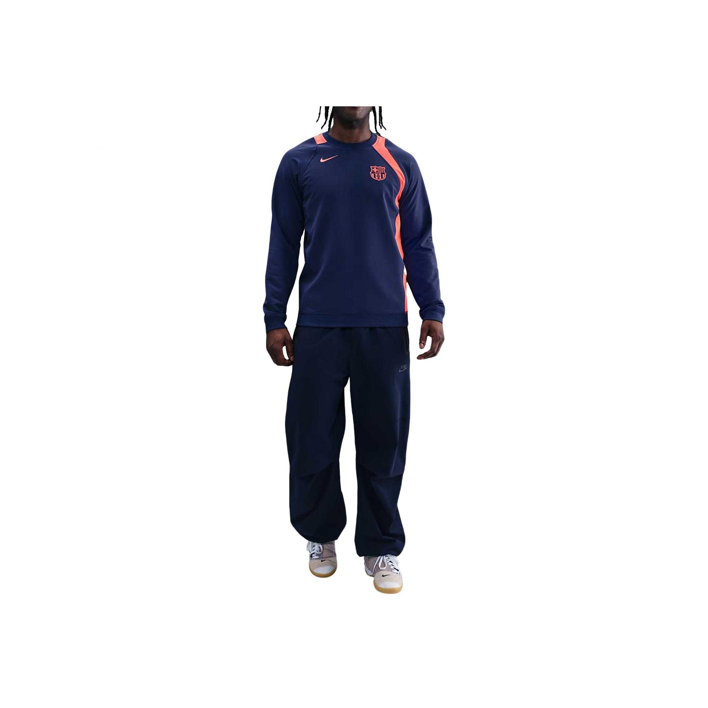 Nike Fc Total 90 Barcelona Football Club Color Block Long Sleeve Jersey Men jersey Midnight-Navy HQ9778-410 2XL