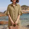 ZANZEA Women Half Sleeve Blouse and Shorts Summer Two Piece Suit Sets
