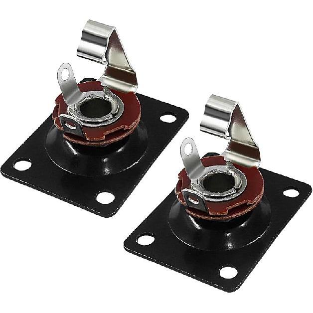 2Pcs Metal Output Jack 1/4 Inch Bass Jack Plate, Gold Input Jack Plate Guitar Jack Socket Electric Guitar Replacement Parts