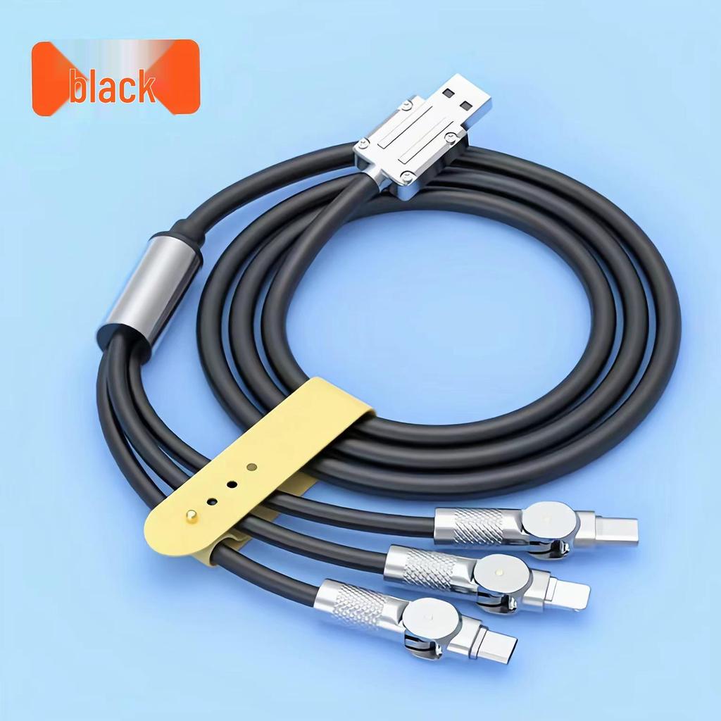 180° Rotating Zinc Alloy 3-in-1 Fast Charging Data Cable