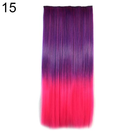 Talos Women Fashion Heat-resistant Long Straight Gradient Hair Wig Extension Hairpiece
