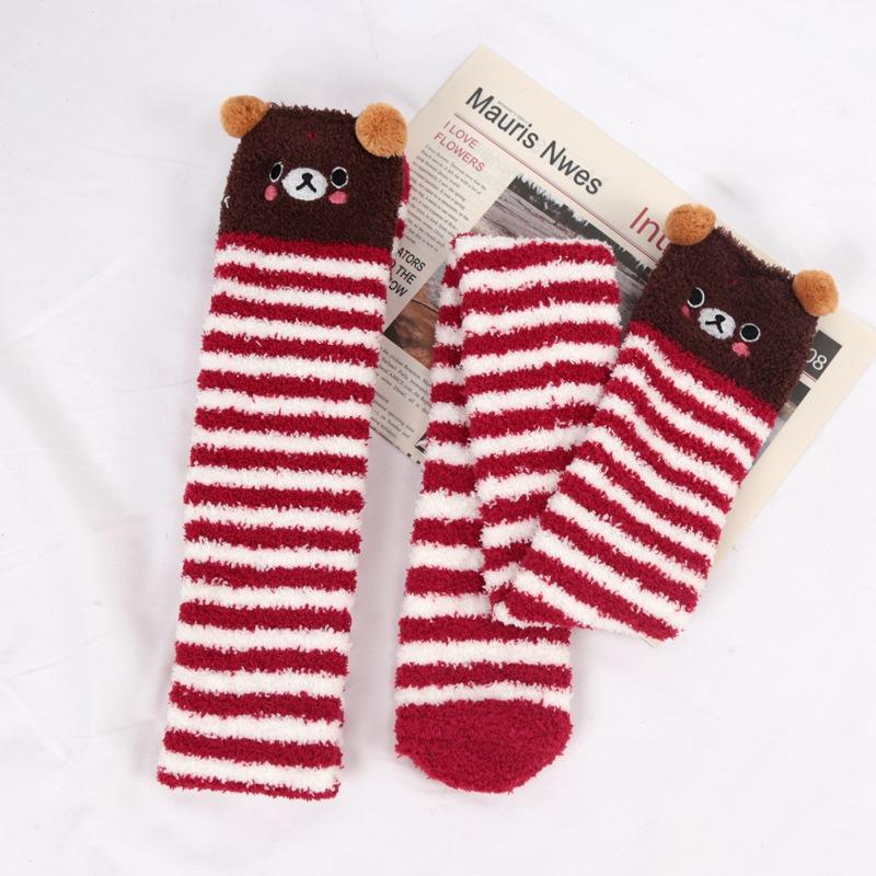 

Новые японские гольфы с изображением животных в стиле Лолиты, полосатые милые компрессионные носки на осень-зиму, теплые, удобные длинные носки до бедра One Size