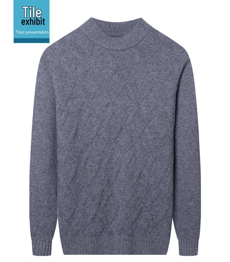 ROMON Men's Premium Wool Crew Neck Thermal Knit Sweater