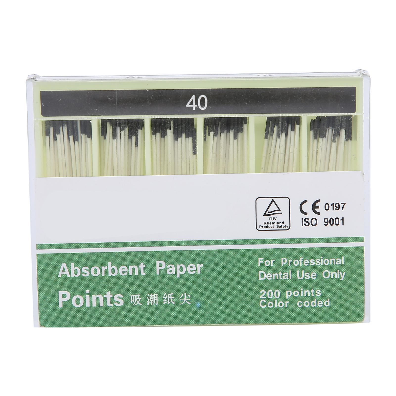 Funcouples Black 200Pcs Disposable Root Canal Absorbent Paper Points Dental Absorbent Paper Points Dentist Tool#40