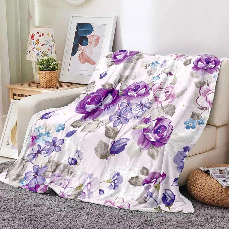 Pink Rose Flowers Printed Blanket for Sofa Bed Travel Camping Living Room Office Conditioning Blanket for All Seasons Gifts