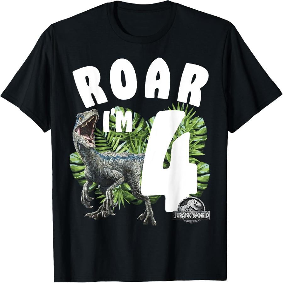 Jurassic World Birthday Raptor Roar I m 4 T-Shirt S