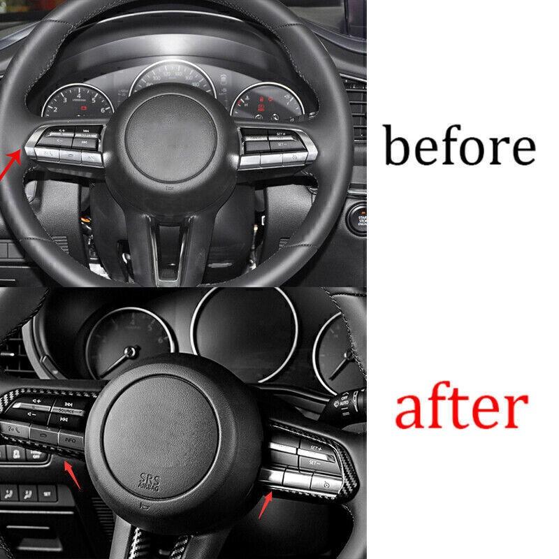 For Mazda CX-30 2020-2023 Carbon Fiber Steering Wheel Control Button Cover Trim