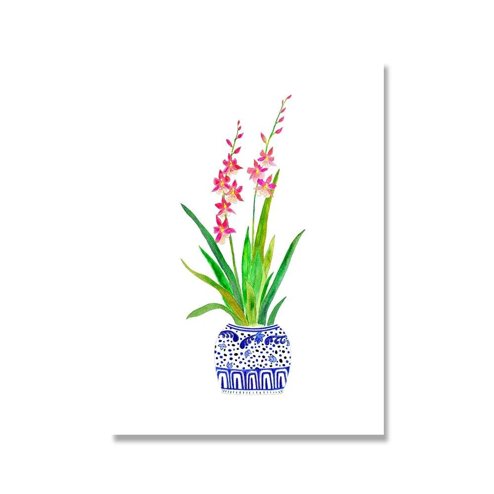 Acuarelă Flori Sălbatice Print Floral Frunză Botanic Verdeață Frunze Artă Pictură pe Pânză Postere Verzi Sălbatice Decor Artă de Perete pentru Casă Fără Ramă