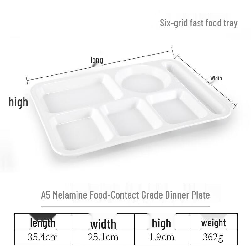Chuzhou A5 Melamine 6-Compartment Divided Meal Tray