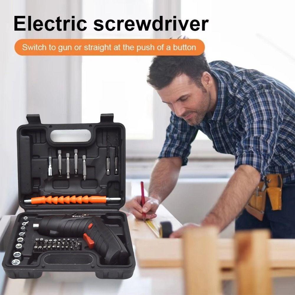 Rotating Handle Wireless Screwdriver Powerful Impact Cordless Screwdriver Hand Drill DIY Repairs