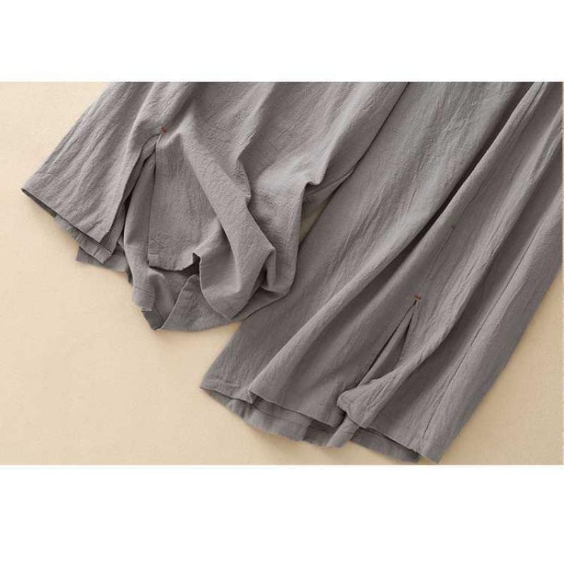 Summer new literary cotton and linen loose skirt pants casual nine-point linen wide-leg pants