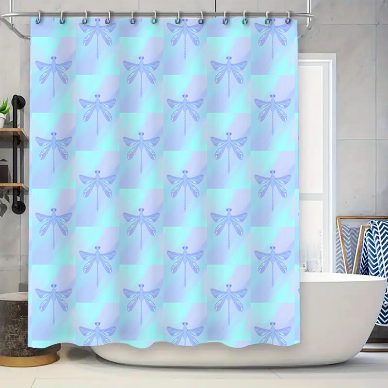 

Bathroom Shower Curtain Floral Teal Blue Nature Plants Washable Decor Waterproof Fabric Backdrop W60H190(CM)-1 Pcs
