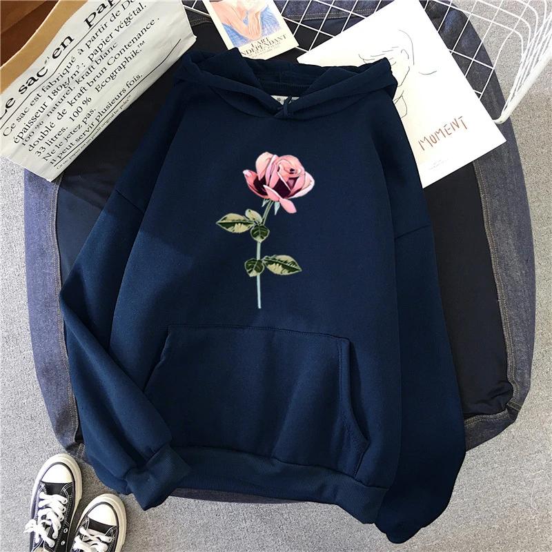 Flower Printing Womens Sweatshirts Home Casual Hoodies 2025 Fashion Pullover Tops Street Autumn Winter Hot Sales Woman Clothing