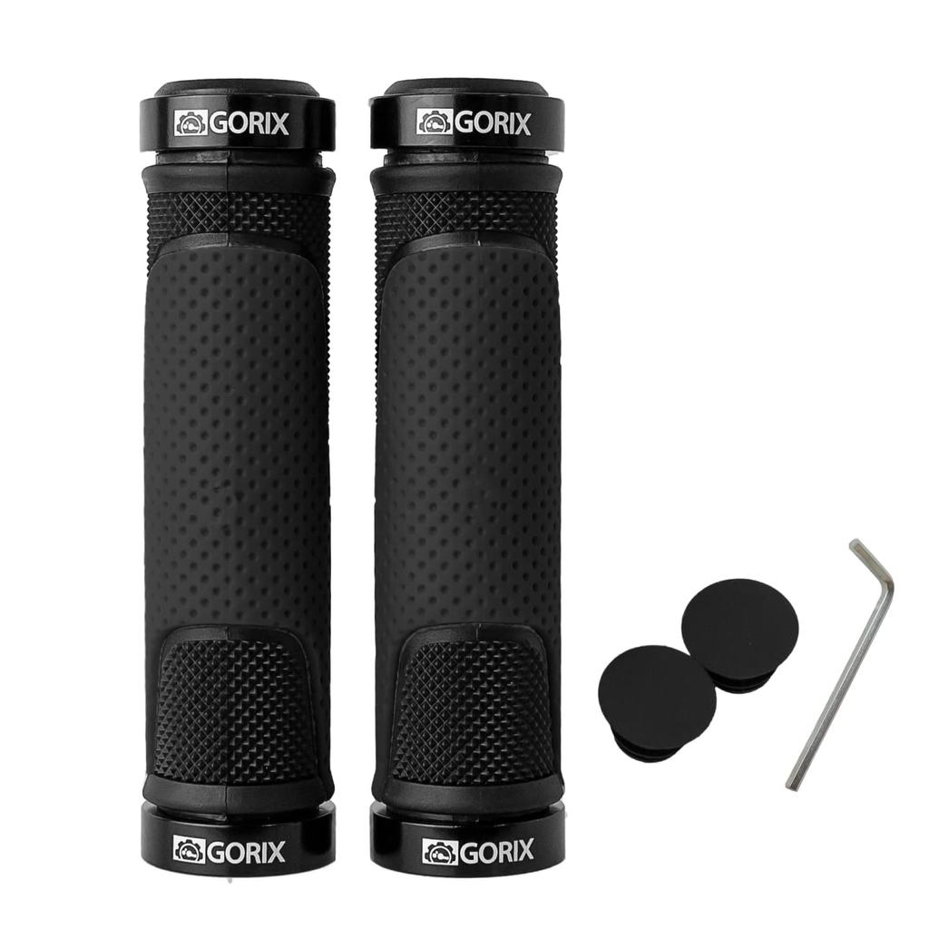 GORIX Bicycle Grips Grips for Cross Soft [Double Lock-On Bikes, MTB, Bicycles] GX-776AD3-L2-G2 (Black)