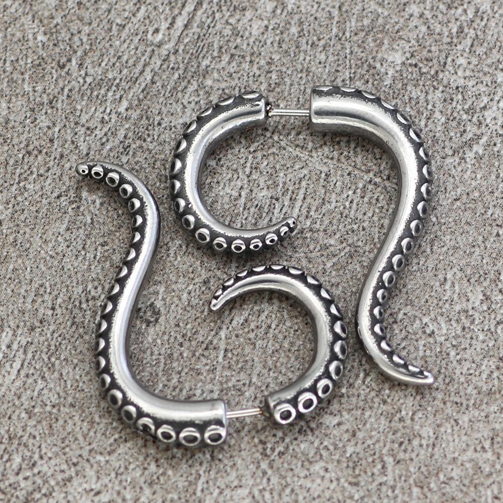 Popular Gothic Octopus Earrings False Spiral Cone Punk Ladies Alloy Earrings