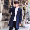 Men S Korean Style Slim Fit Solid Stand Collar Single Breasted Casual Woolen Overcoat