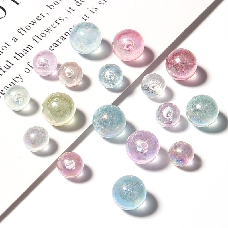 100/200pcs Imitation Pearl Acrylic Beads Plated Color No Hole Round Loose Spacer Beads For Jewelry Making DIY Bracelets Necklace