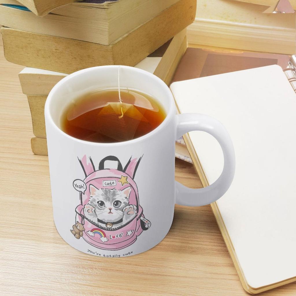 1 Stück 11oz Weiße Keramiktasse Beidseitig bedrucktes Bild Langlebige Kaffeetasse Perfekt für Zuhause Büro Geschenk