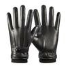 Warm leather gloves Men's and women's leather driving fleece to keep out the cold Full finger outdoor cycling Autumn and winter gloves