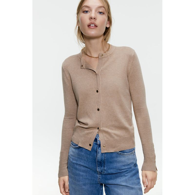 Za Spring New Arrival Women's Sweater Cardigan round Neck Long Sleeves Button Decoration Basic Style Knitting Outwear 5646126