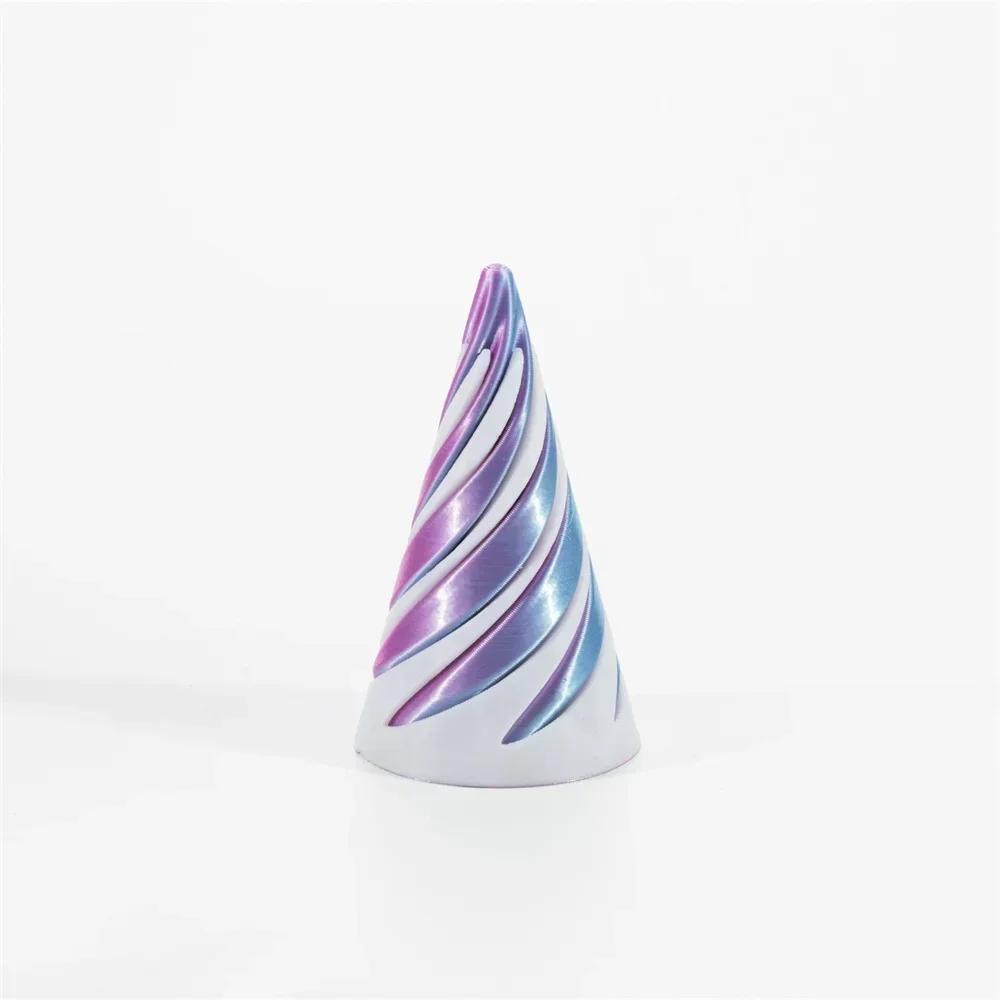 Hot Pyramid Helix Screw Fidget Toy 3D Printed Spiral Cone Decompression Decorative Ornaments Impossible Passthrough Sculpture
