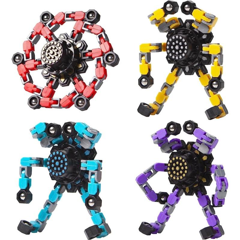 4PCS Transformable Fidget Spinners for Kids and Adults Stress Relief Sensory Toys for Boys Girls Finger Gyro Decompression Toy