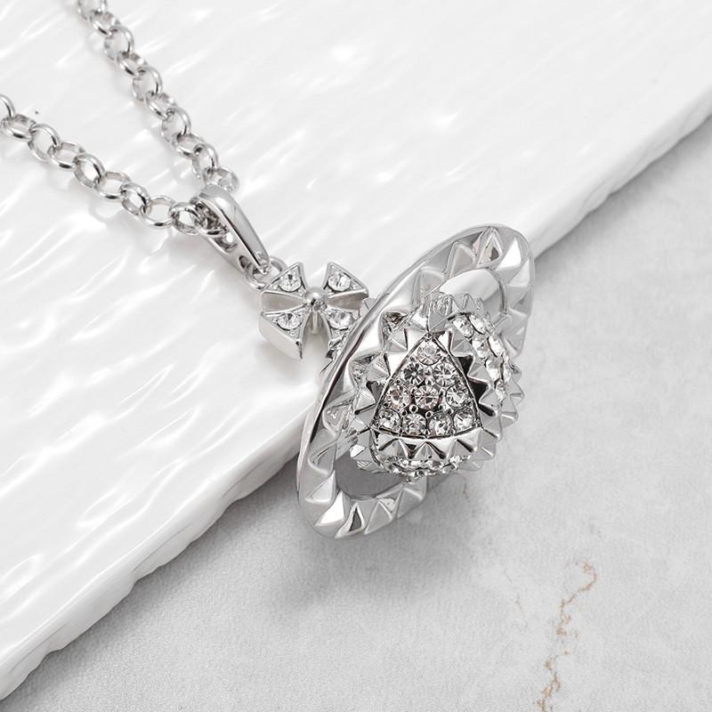 Mayfair Diamond Paved Saturn Punk Necklace for Men & Women