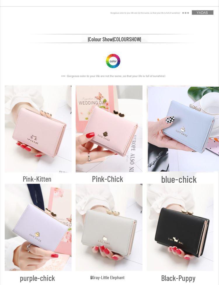 Sweet Wallet: Women's Korean Style Tri-fold Fashion Wallet, Multi-functional Card Holder & Dual-use Coin Purse