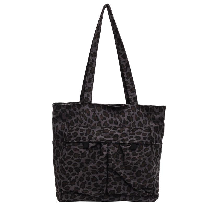 Large Capacity Tote Bag Women's Lightweight Leopard Print Shoulder Bag