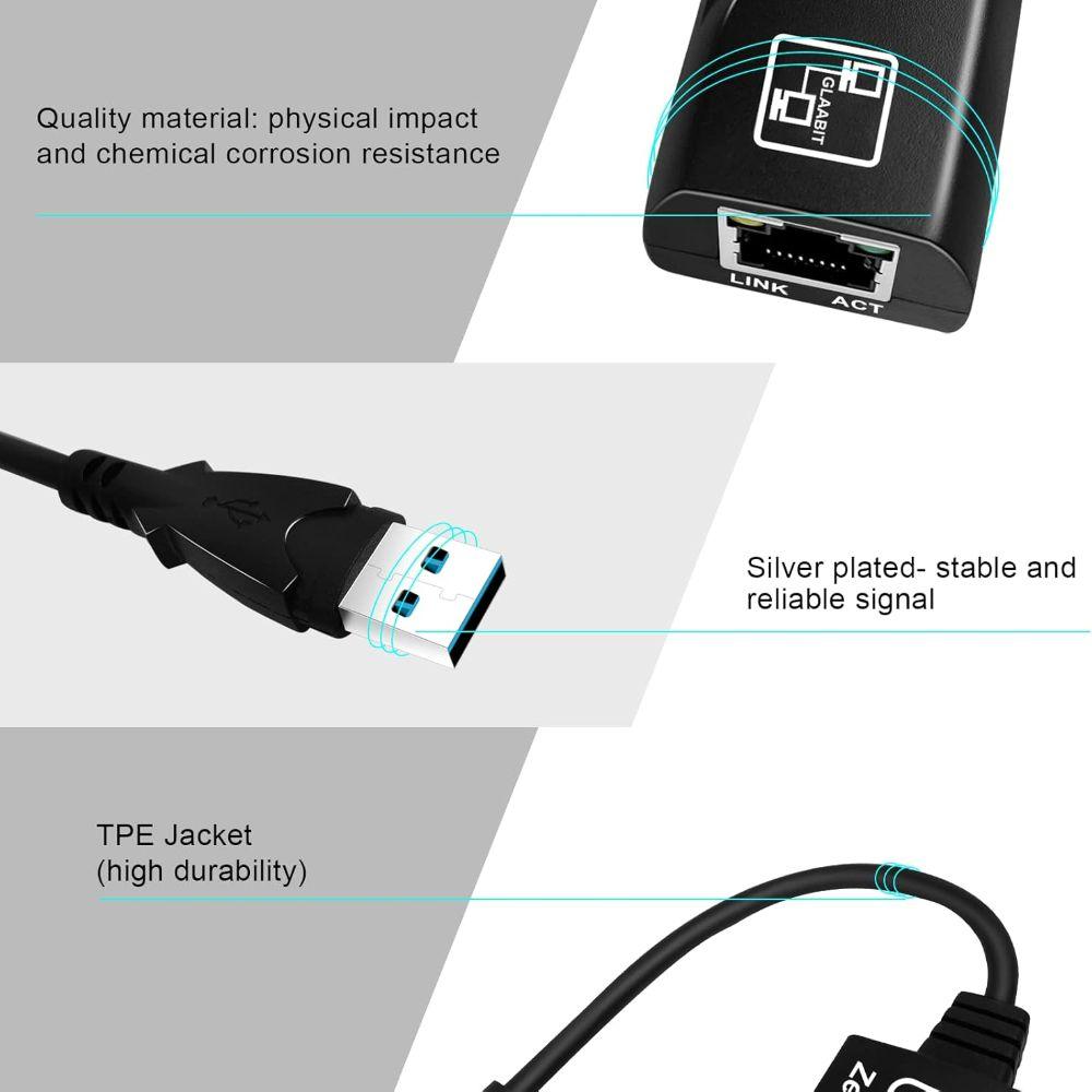 Wi-fi Dongle Network Card USB to LAN Antenna 1000Mbps USB Wifi Adapter Freely-rotating 3.0 Gigabit USB Ethernet Adapter