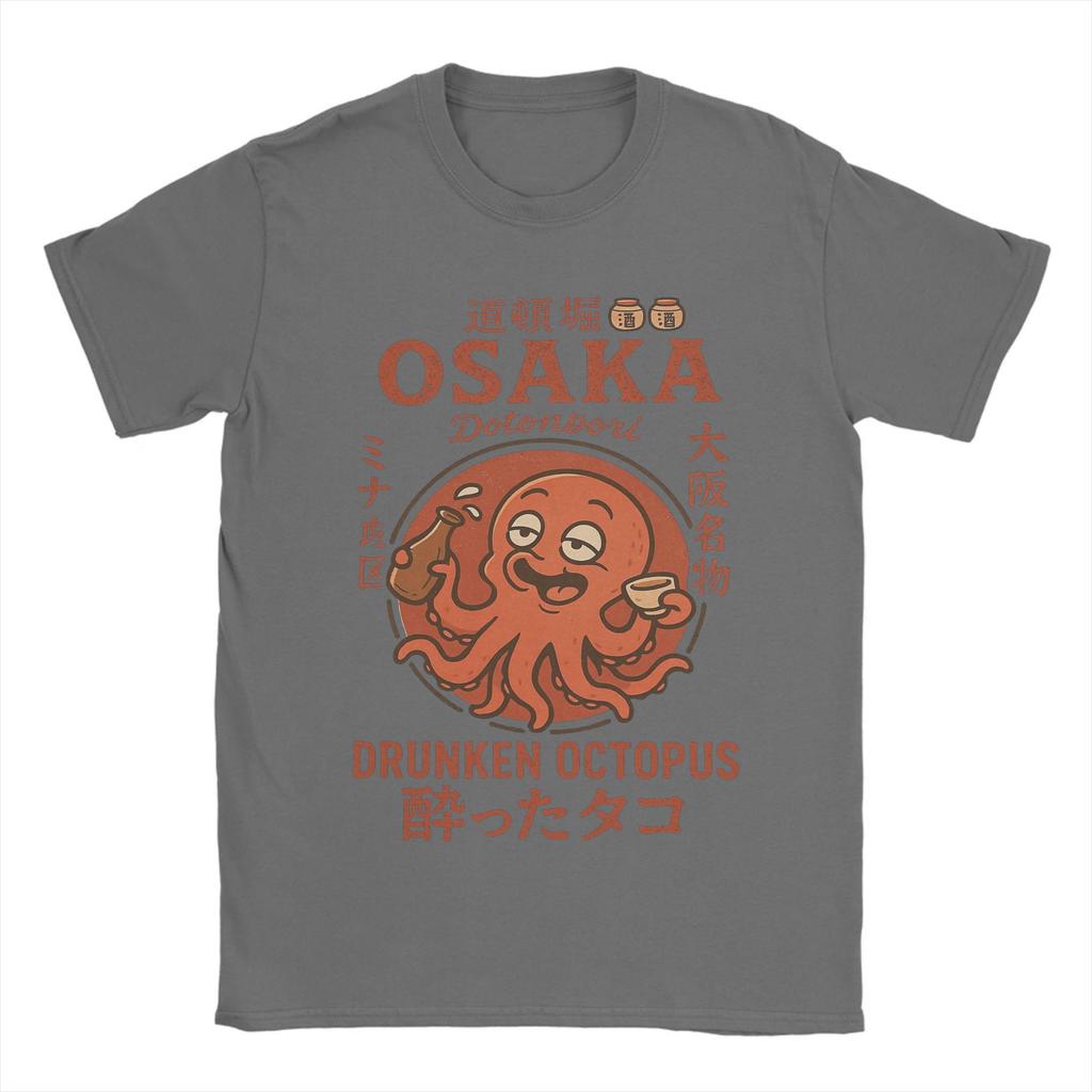 Vintage Osaka Dotonbori Drunken Octopus TShirt for Men Cotton T Shirts Japanese Short Sleeve Tee Shirt Breathable and Soft