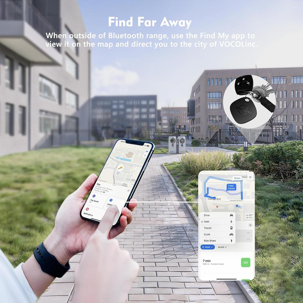 VOCOlinc Key Finder, Luggage Tracker Tag Item Locator Compatible with Find My (iOS Only), Smart Tag Bluetooth Tracker for Keys, Wallet, Bags,