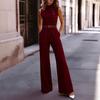 Neuer europäischer und amerikanischer Mode-Temperament ärmelloser einreihiger hochtaillierter figurbetonter Jumpsuit