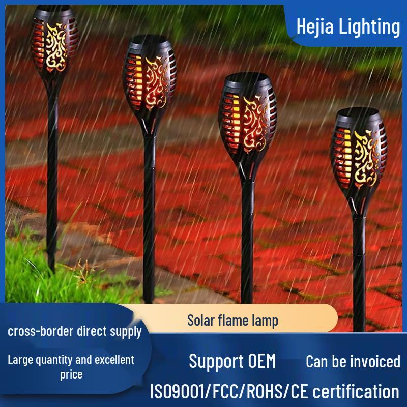 Solar Flame Torch Light - 12 LED Ground Stake for Courtyard Decoration (In Stock)