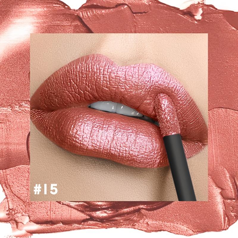 Gloss Labial Metálico Alto Brilho, Longa Duração, Fórmula Não Pegajosa, Batom Hidratante Brilho Labial Ideal para Festas, Encontros e Uso Diário