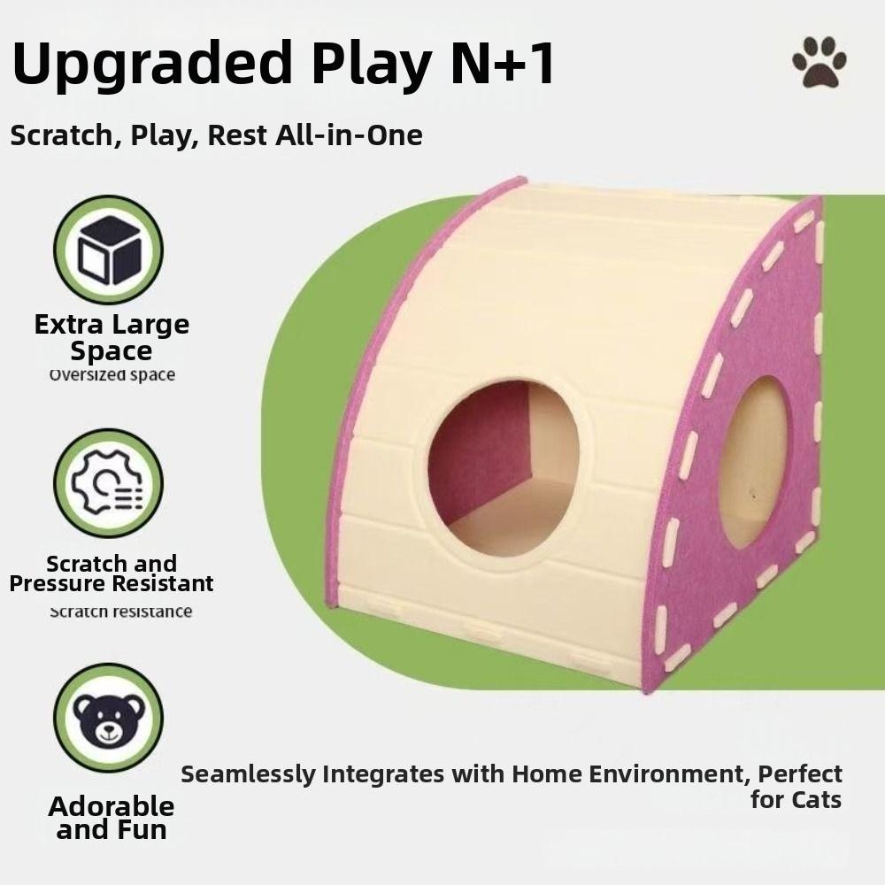 Fan-shaped Cat House Stackable Cat Castle Japanese Style Cat Scratching Board  Cat Furniture