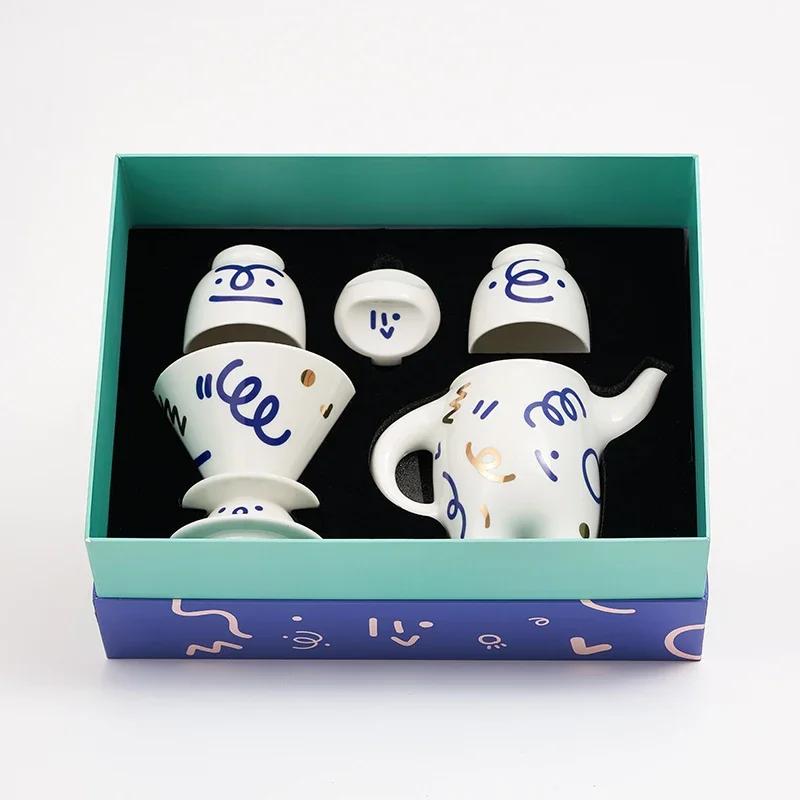 

Набор посуды Керамический чайный набор Чайник Разделитель для чая Кофейная чашка Подарочная коробка Подарок на день рождения