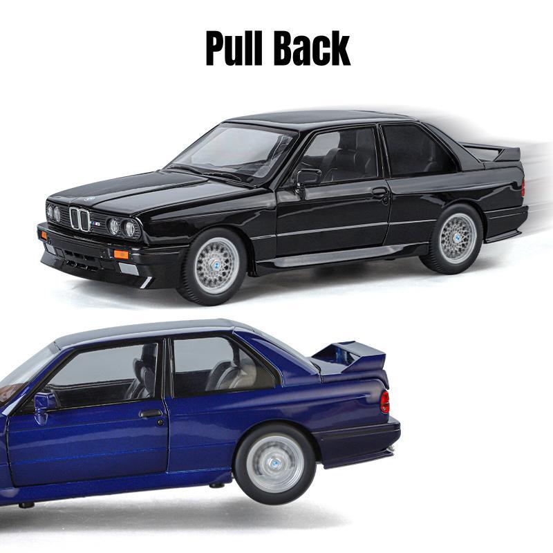 1/24 BMW M3 E30 Toy Car Model Diecast Metal Vehicle Miniature Pull Back Sound Light Doors Openable Collection Gift For Kid Boys