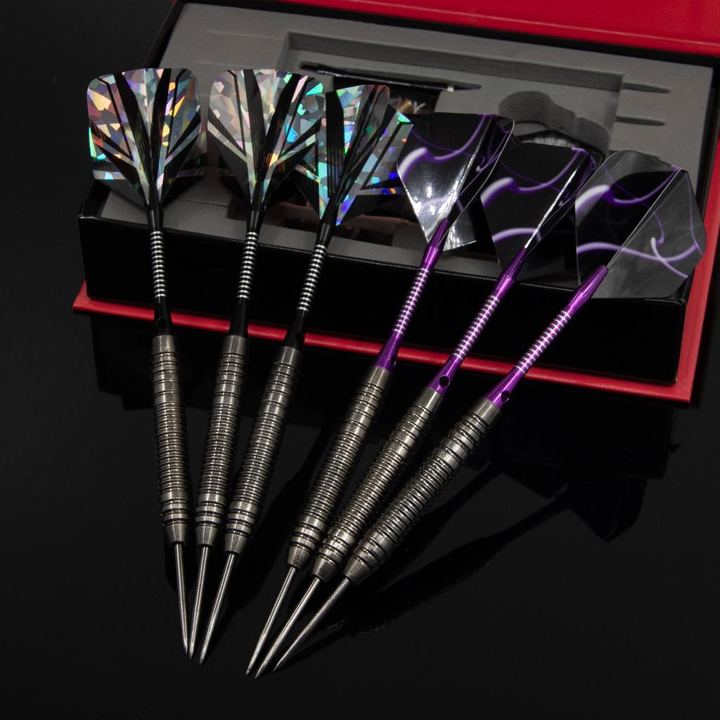 Huanqu 20g Six-Piece Iron Dart Set, Includes Extra Dart Wings and Professional Dart Accessories, Such as Dart Tightening Tool, Spring Ring, Dart Wing