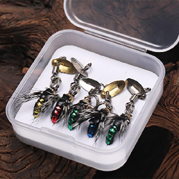 5pcs Mosche Insetti Lure da Pesca a Mosca Esca Paillettes Amo da Pesca Esca Esca