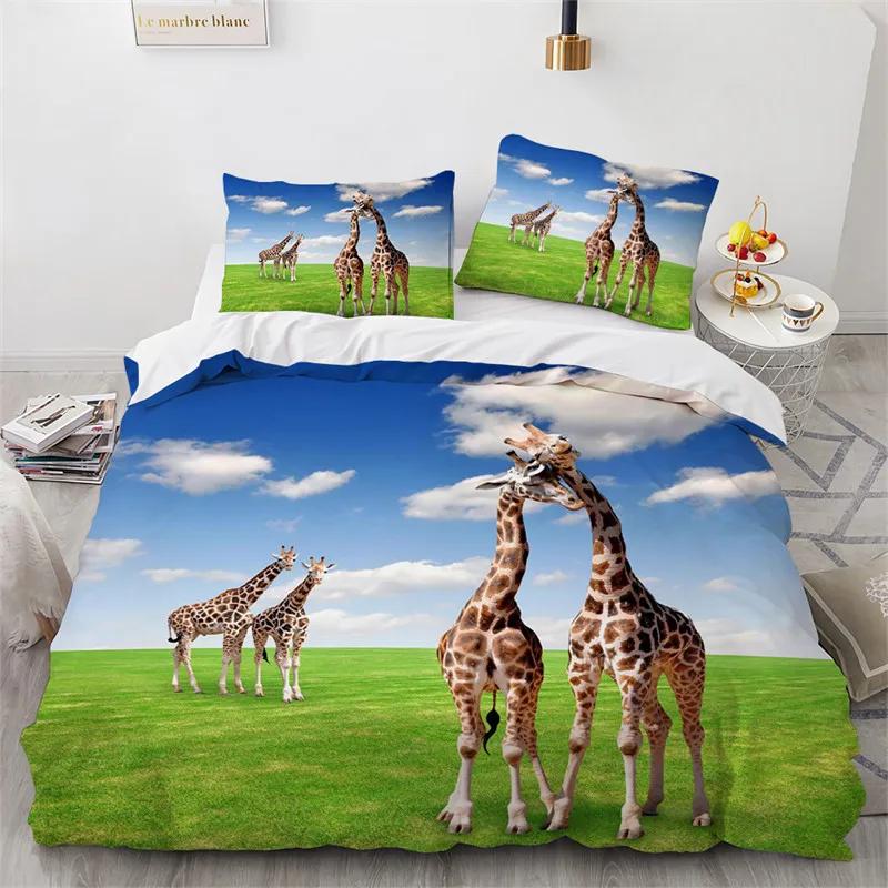 Comforter Blue Sky White Clouds King Microfiber Natural Scenery Flowers Bedding Set Animal Bird Comforter For Girls Teen